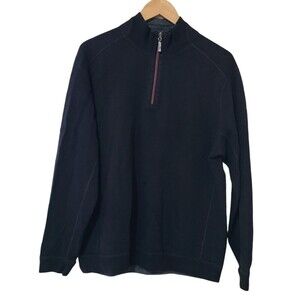 Tommy Bahama Men's Size Large Black/ Gray 1/4 Zip Mock Neck Reversible Pullover